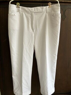 Women’s White Stretch Cotton Pants Sz 14 Classic